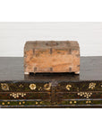 Antique Document Box with Incised Concentric Motifs and Partial Opening Top