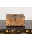 Antique Document Box with Incised Concentric Motifs and Partial Opening Top