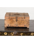 Antique Document Box with Incised Concentric Motifs and Partial Opening Top