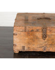 Antique Document Box with Incised Concentric Motifs and Partial Opening Top