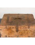 Antique Document Box with Incised Concentric Motifs and Partial Opening Top
