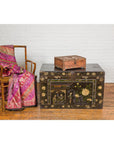 Rustic Document Box with Brass Details & Partial Opening