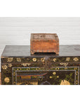 Rustic Document Box with Brass Details & Partial Opening