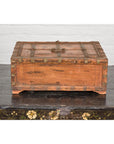 Rustic Document Box with Brass Details & Partial Opening