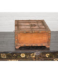 Rustic Document Box with Brass Details & Partial Opening