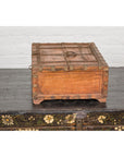 Rustic Document Box with Brass Details & Partial Opening