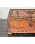 Rustic Document Box with Brass Details & Partial Opening