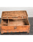 Rustic Document Box with Brass Details & Partial Opening