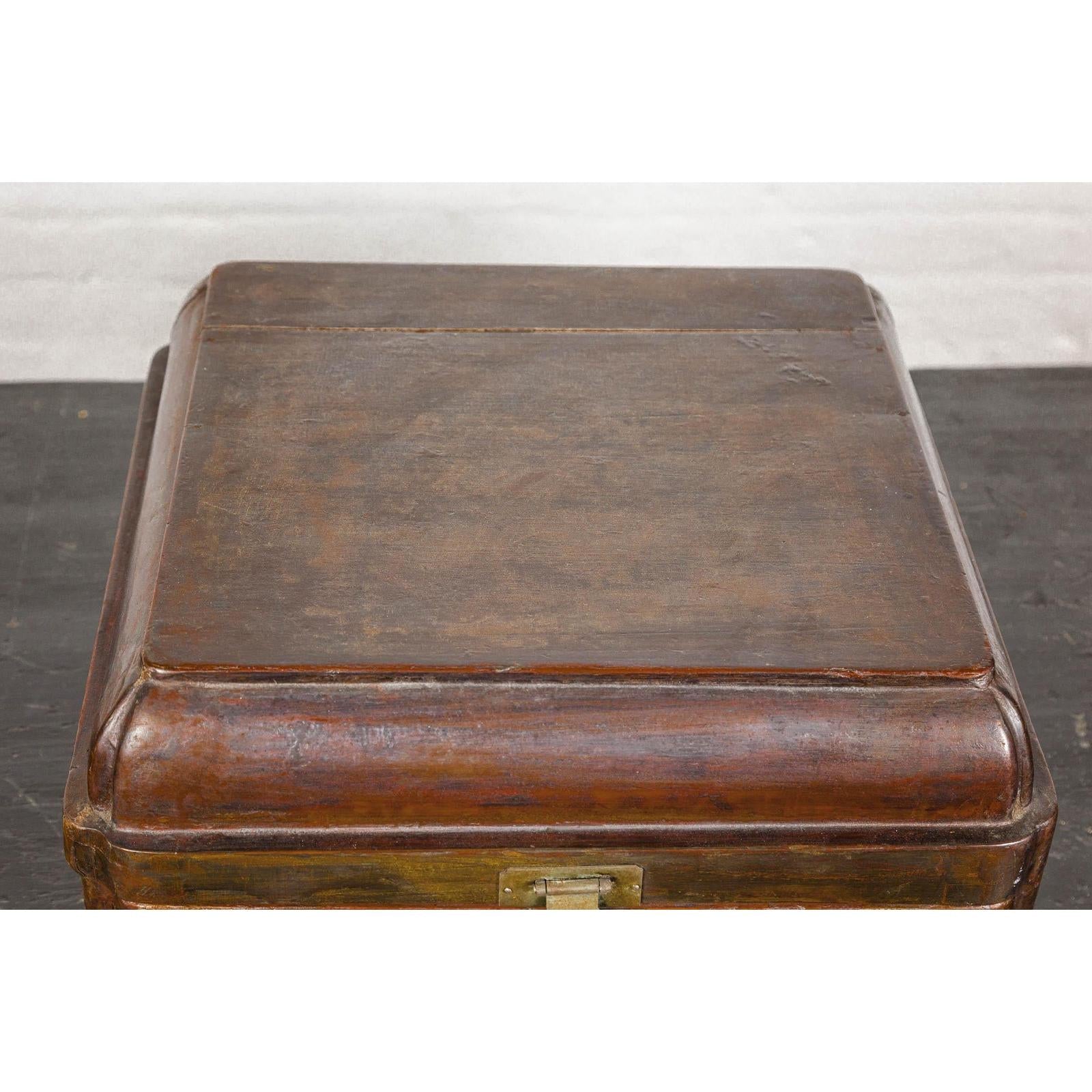 Qing Dynasty Hinged Box with Brass Hardware