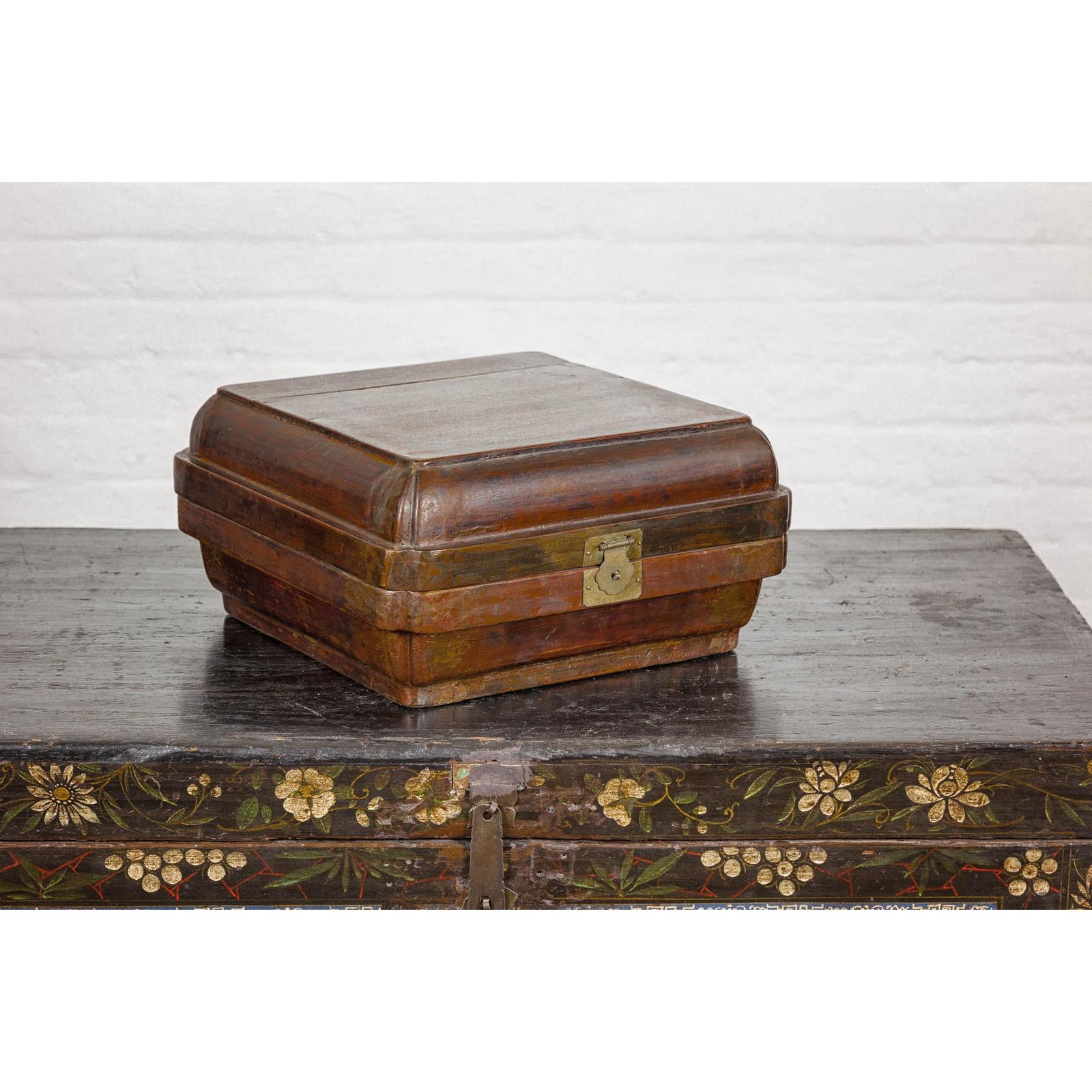 Qing Dynasty Hinged Box with Brass Hardware