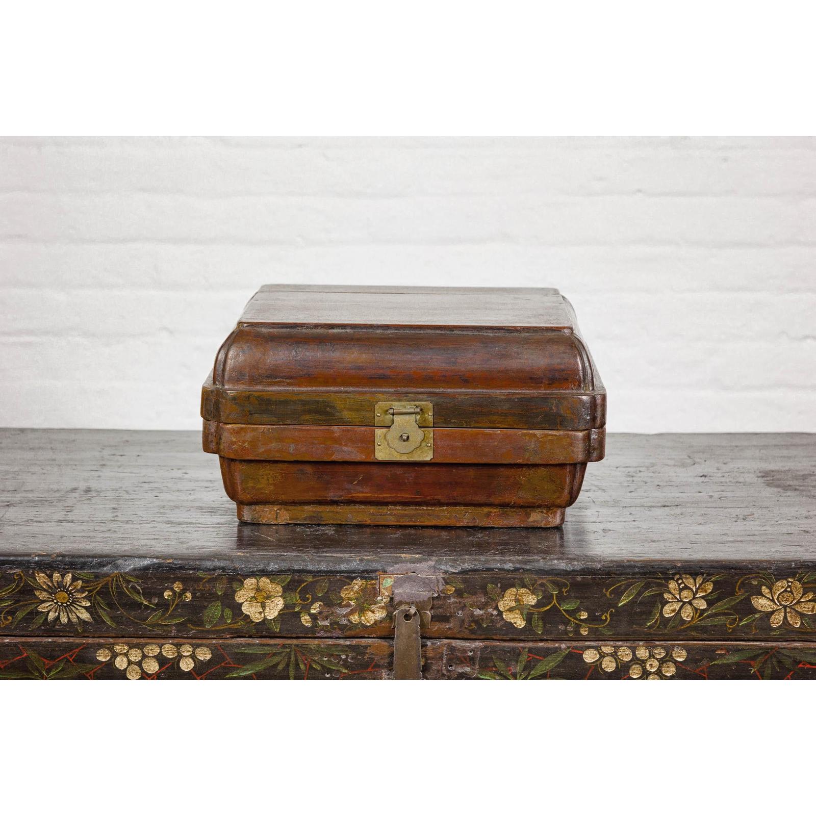 Qing Dynasty Hinged Box with Brass Hardware