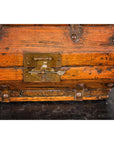 Wooden Square Box with Brass Lock and Distressed Lacquer Interior