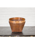 Vintage Hand Woven Rattan & Bamboo Basket, Sold Each