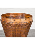 Vintage Hand Woven Rattan & Bamboo Basket, Sold Each