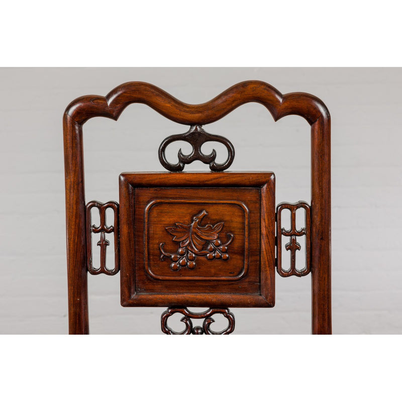 Qing Dynasty Period Rosewood Side Chair with Carved Splat and Grapevine Motif-YN7936-4. Asian & Chinese Furniture, Art, Antiques, Vintage Home Décor for sale at FEA Home