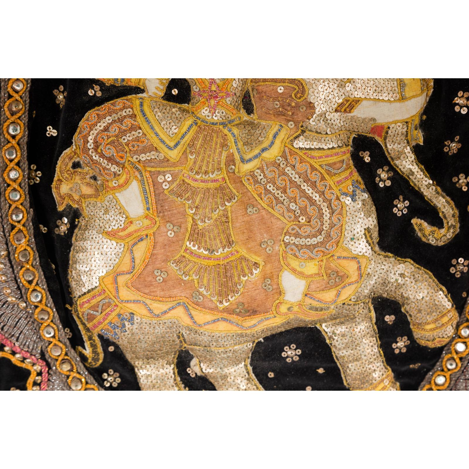 19th Century Kalaga Tapestry with Stones, Sequins and Colorful Thread