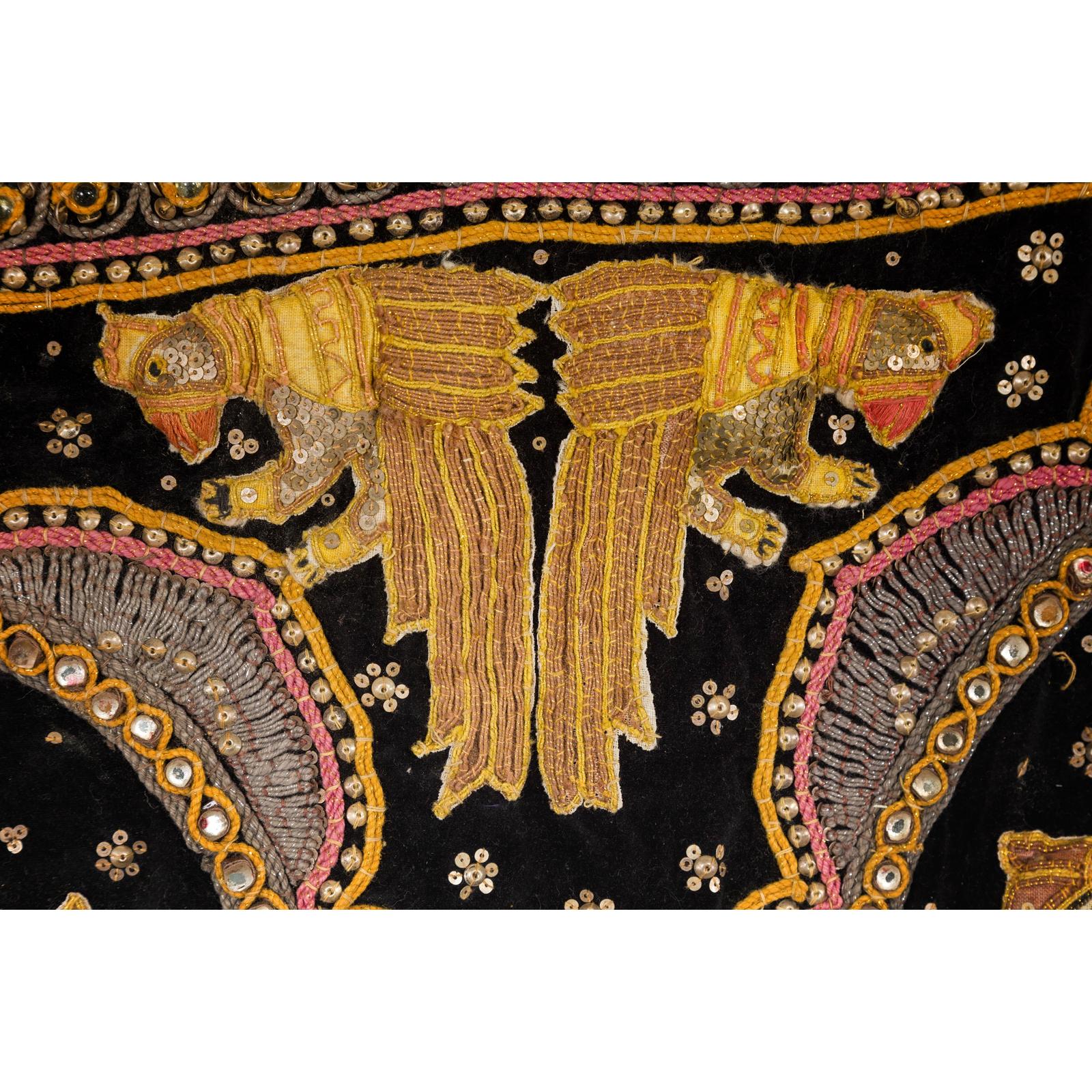 19th Century Kalaga Tapestry with Stones, Sequins and Colorful Thread
