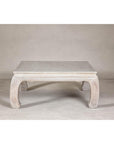 Teak Ming Style Whitewash Coffee Table with Chow Legs