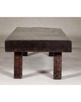 Rustic and Robust Coffee Table with Honeycomb Patterns and Dark Custom Finish