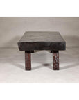Rustic and Robust Coffee Table with Honeycomb Patterns and Dark Custom Finish