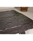 Rustic and Robust Coffee Table with Honeycomb Patterns and Dark Custom Finish