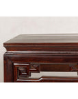 Tall Altar Console Table with Meander Carved Apron and Humpback Stretchers