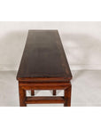 Tall Altar Console Table with Meander Carved Apron and Humpback Stretchers