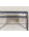 Marbleized Console Table with Silver and Black Finish and Humpback Stretcher
