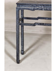 Marbleized Console Table with Silver and Black Finish and Humpback Stretcher