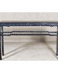 Marbleized Console Table with Silver and Black Finish and Humpback Stretcher