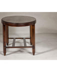 Oval Top Center Table with Inverted Stepped Pyramid Feet and Cross Stretcher