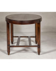 Oval Top Center Table with Inverted Stepped Pyramid Feet and Cross Stretcher