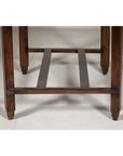 Oval Top Center Table with Inverted Stepped Pyramid Feet and Cross Stretcher