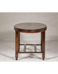 Oval Top Center Table with Inverted Stepped Pyramid Feet and Cross Stretcher