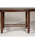 Oval Top Center Table with Inverted Stepped Pyramid Feet and Cross Stretcher