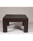 Woven Rattan Country Style Parsons Legs Coffee Table with Dark Brown Finish