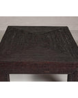 Woven Rattan Country Style Parsons Legs Coffee Table with Dark Brown Finish