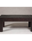 Woven Rattan Country Style Parsons Legs Coffee Table with Dark Brown Finish