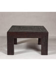 Woven Rattan Country Style Parsons Legs Coffee Table with Dark Brown Finish