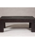 Woven Rattan Country Style Parsons Legs Coffee Table with Dark Brown Finish