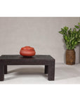 Woven Rattan Country Style Parsons Legs Coffee Table with Dark Brown Finish