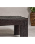 Woven Rattan Country Style Parsons Legs Coffee Table with Dark Brown Finish