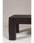 Woven Rattan Country Style Parsons Legs Coffee Table with Dark Brown Finish