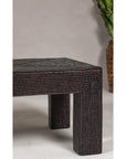 Woven Rattan Country Style Parsons Legs Coffee Table with Dark Brown Finish