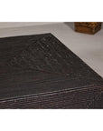 Woven Rattan Country Style Parsons Legs Coffee Table with Dark Brown Finish