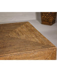 Country Style Woven Rattan on Wooden Core Light Brown Parsons Leg Coffee Table