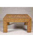 Country Style Woven Rattan on Wooden Core Light Brown Parsons Leg Coffee Table