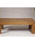Country Style Woven Rattan on Wooden Core Light Brown Parsons Leg Coffee Table