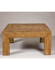 Country Style Woven Rattan on Wooden Core Light Brown Parsons Leg Coffee Table