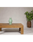 Country Style Woven Rattan on Wooden Core Light Brown Parsons Leg Coffee Table